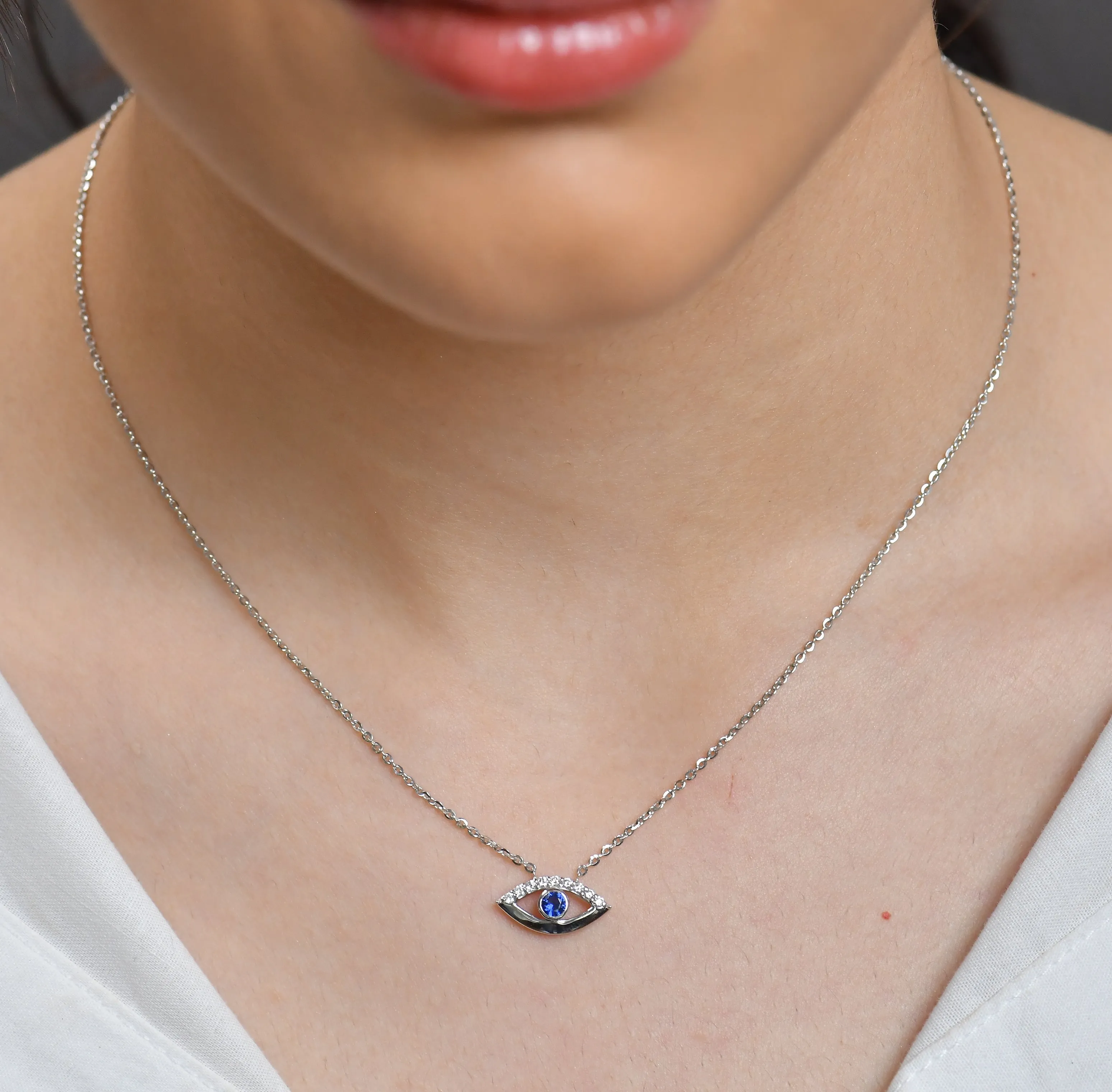 0.10 TW Diamond Evil Eye Pendant