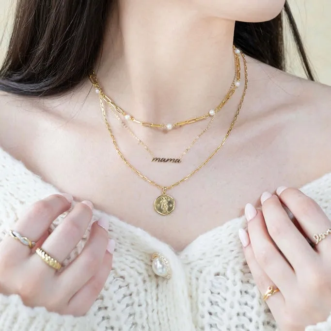 10k Gold Cursive Mama Necklace