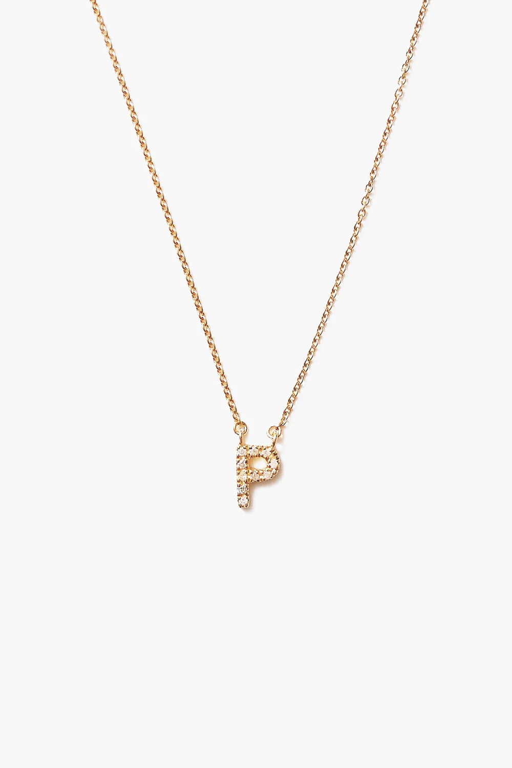 14k Gold and White Diamond Initial Necklace