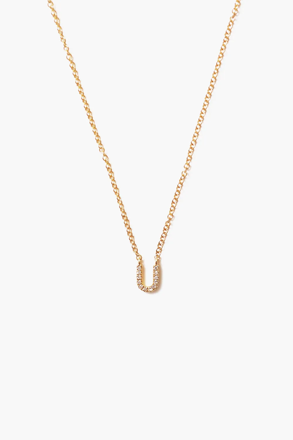 14k Gold and White Diamond Initial Necklace