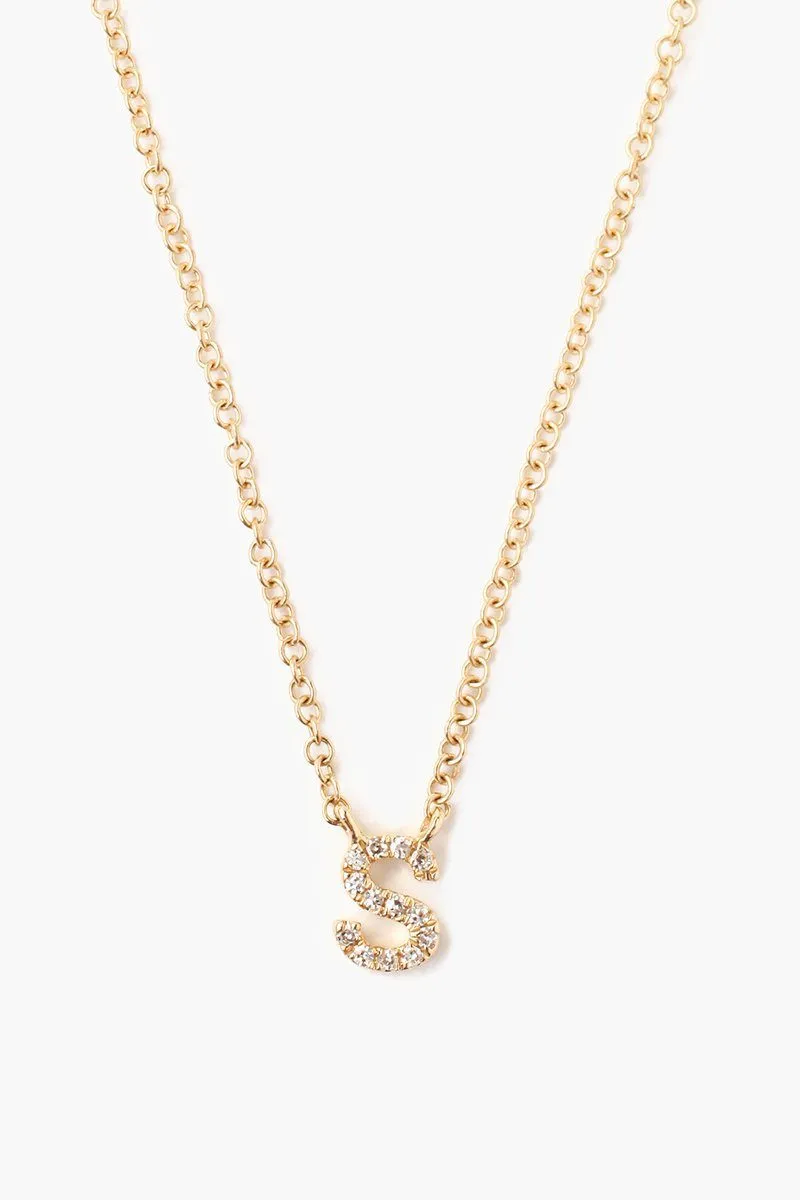 14k Gold and White Diamond Initial Necklace