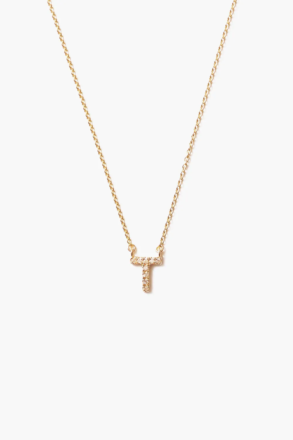14k Gold and White Diamond Initial Necklace