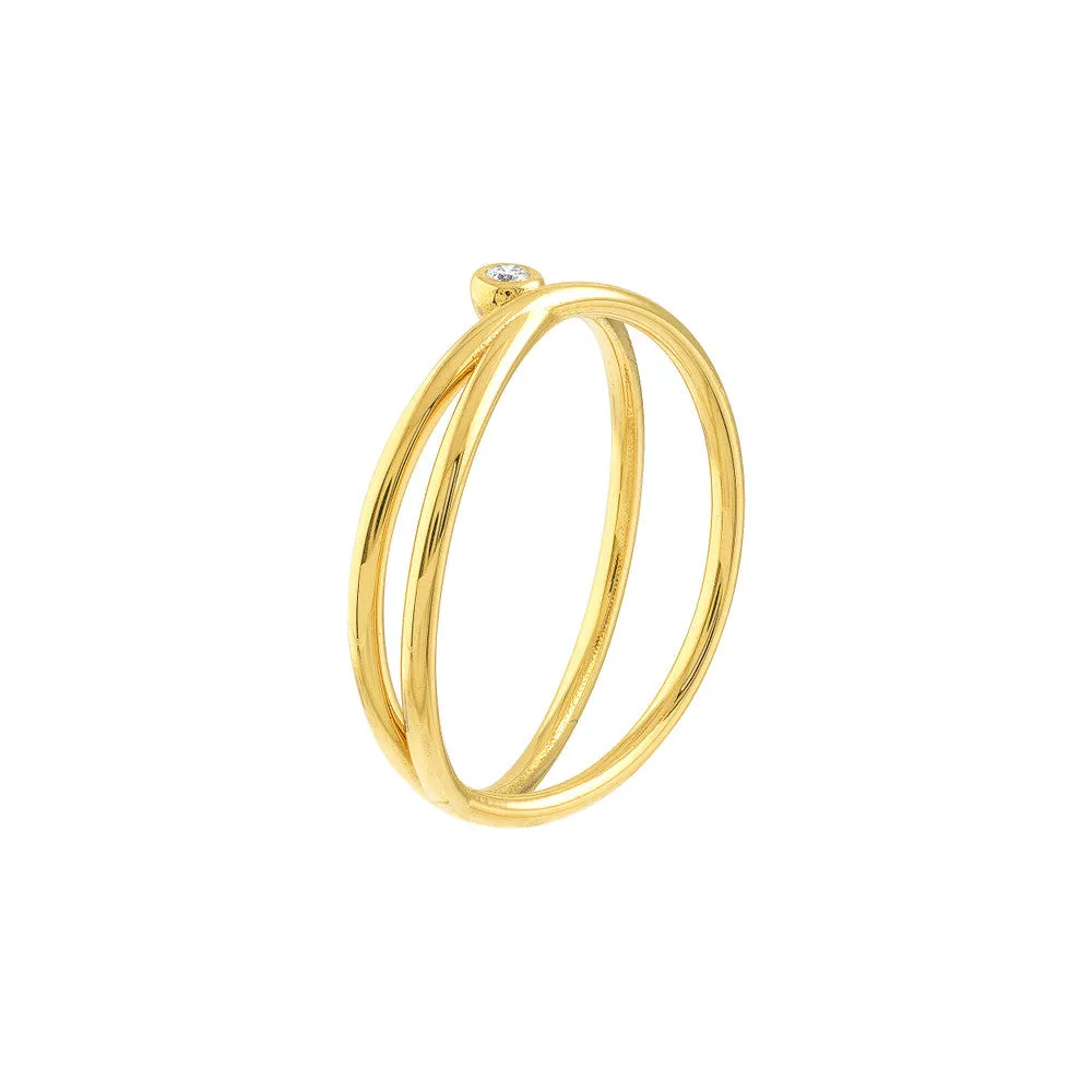 14K Gold Diamond Crossover Ring