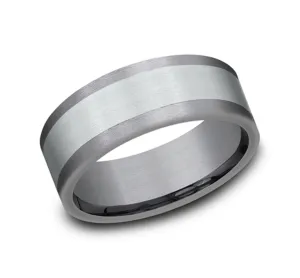 14K White Gold And Grey Tantalum 8mm Wedding Band