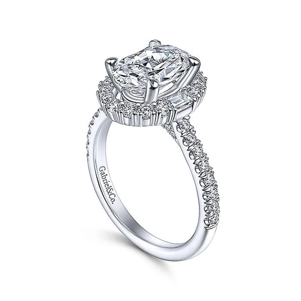 14K White Gold 'Hamilton' Halo Oval Diamond Engagement Ring