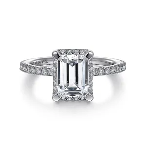 14K White Gold 'Hart' Hidden Halo Emerald Cut Diamond Engagement Ring