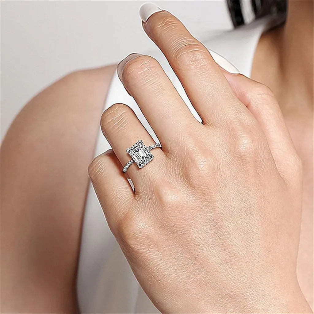 14K White Gold 'Hart' Hidden Halo Emerald Cut Diamond Engagement Ring