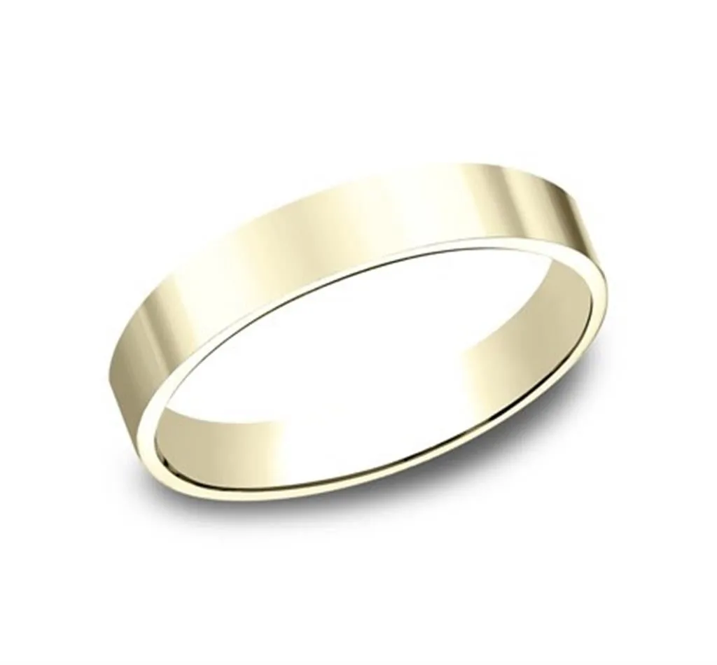 14K Yellow Gold 3mm Flat Plain Straight Wedding Band