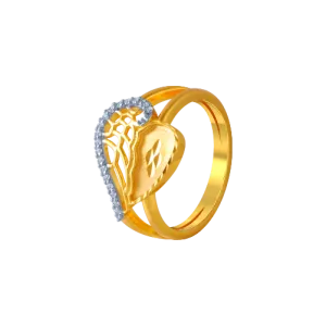 14KT (585) Yellow Gold And American Diamond Ring For Women