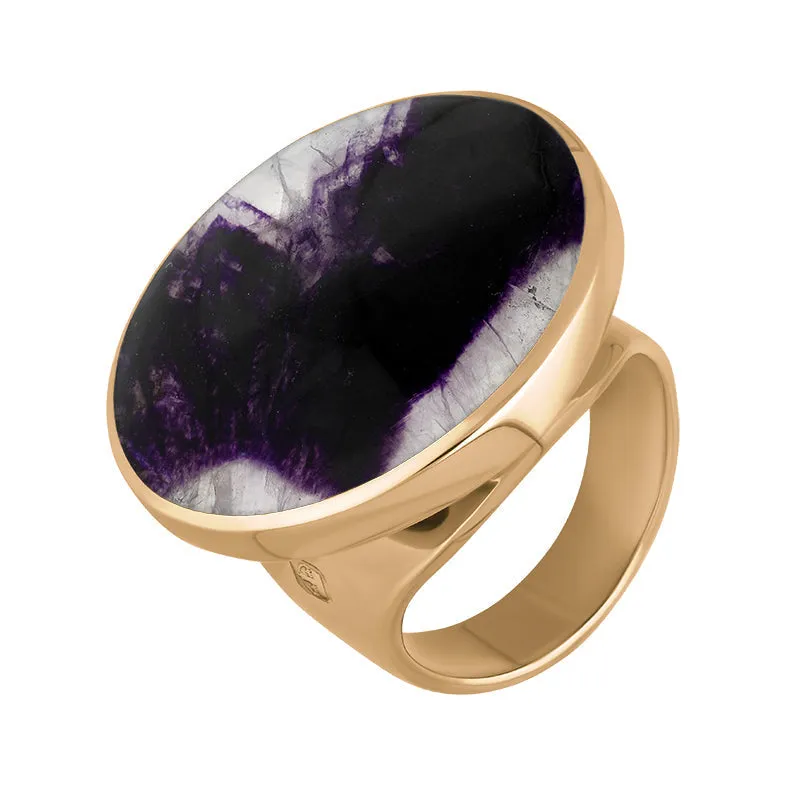 18ct Rose Gold Blue John Hallmark Medium Round Ring