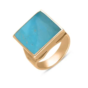18ct Rose Gold Turquoise King's Coronation Hallmark Small Square Ring D