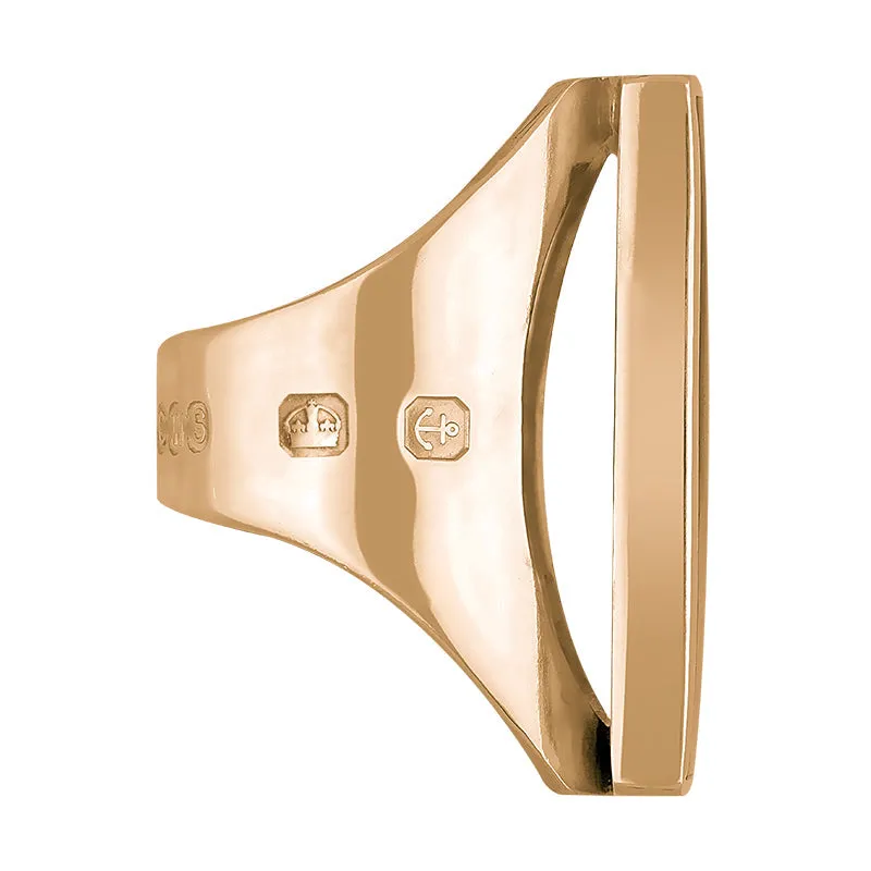 18ct Rose Gold Whitby Jet King's Coronation Hallmark Large Square Ring D