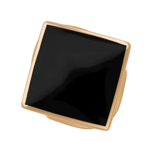 18ct Rose Gold Whitby Jet King's Coronation Hallmark Medium Rhombus Ring D