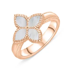 18ct Rose Gold White Mother of Pearl Eden Marquise Flower Ring