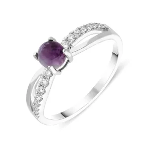 18ct White Gold Blue John Diamond Split Shoulder Ring