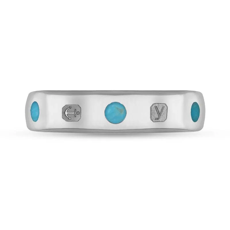 18ct White Gold Turquoise King's Coronation Hallmark 5mm Ring D