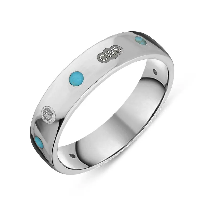 18ct White Gold Turquoise King's Coronation Hallmark 5mm Ring D