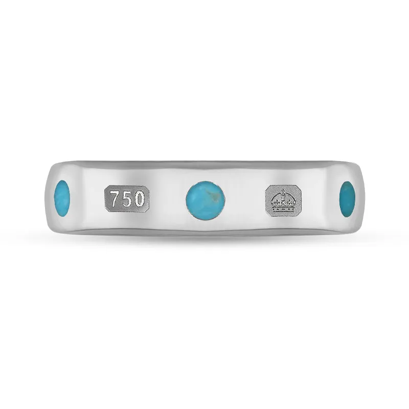 18ct White Gold Turquoise King's Coronation Hallmark 5mm Ring D
