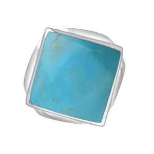 18ct White Gold Turquoise King's Coronation Hallmark Small Rhombus Ring D