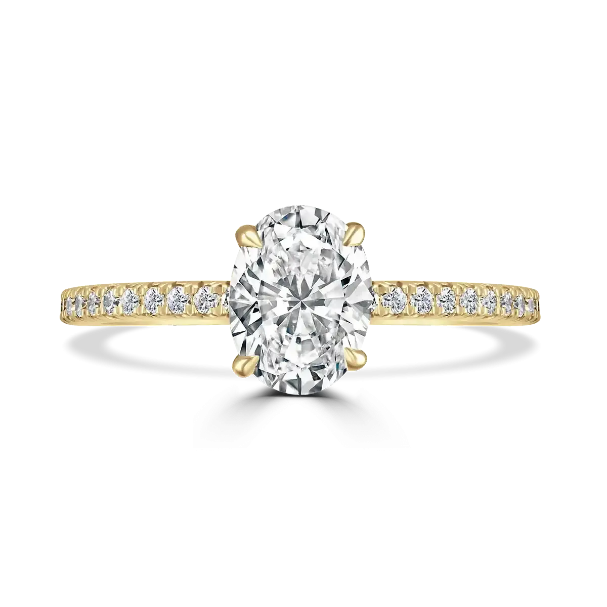18ct Yellow Gold 2ct Oval Cut Laboratory Grown Diamond Solitaire With Diamond Shoulders