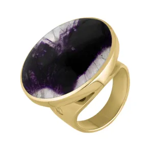18ct Yellow Gold Blue John King's Coronation Hallmark Medium Round Ring D
