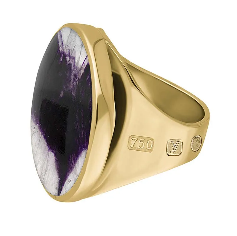 18ct Yellow Gold Blue John King's Coronation Hallmark Medium Round Ring D