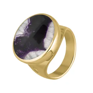 18ct Yellow Gold Blue John King's Coronation Hallmark Small Round Ring D