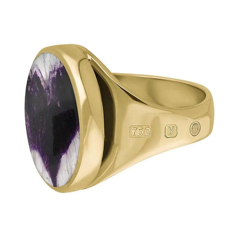 18ct Yellow Gold Blue John King's Coronation Hallmark Small Round Ring D