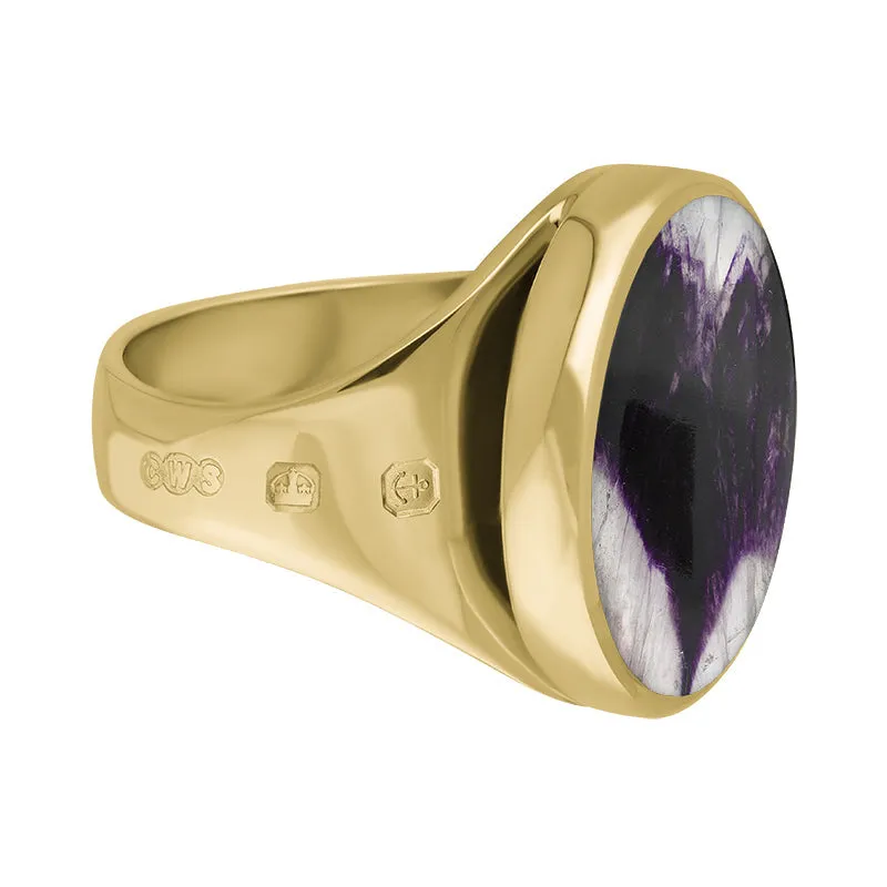 18ct Yellow Gold Blue John King's Coronation Hallmark Small Round Ring D