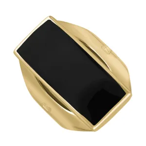 18ct Yellow Gold Whitby Jet Hallmark Medium Oblong Ring