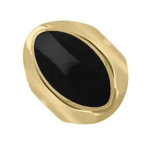 18ct Yellow Gold Whitby Jet King's Coronation Hallmark Medium Oval Ring D