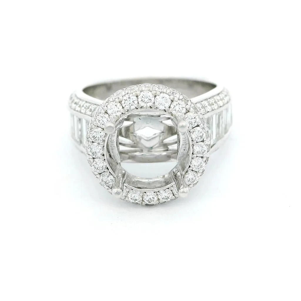 18K White Gold Halo Round Natural Diamonds Natural Diamonds Engagement Ring