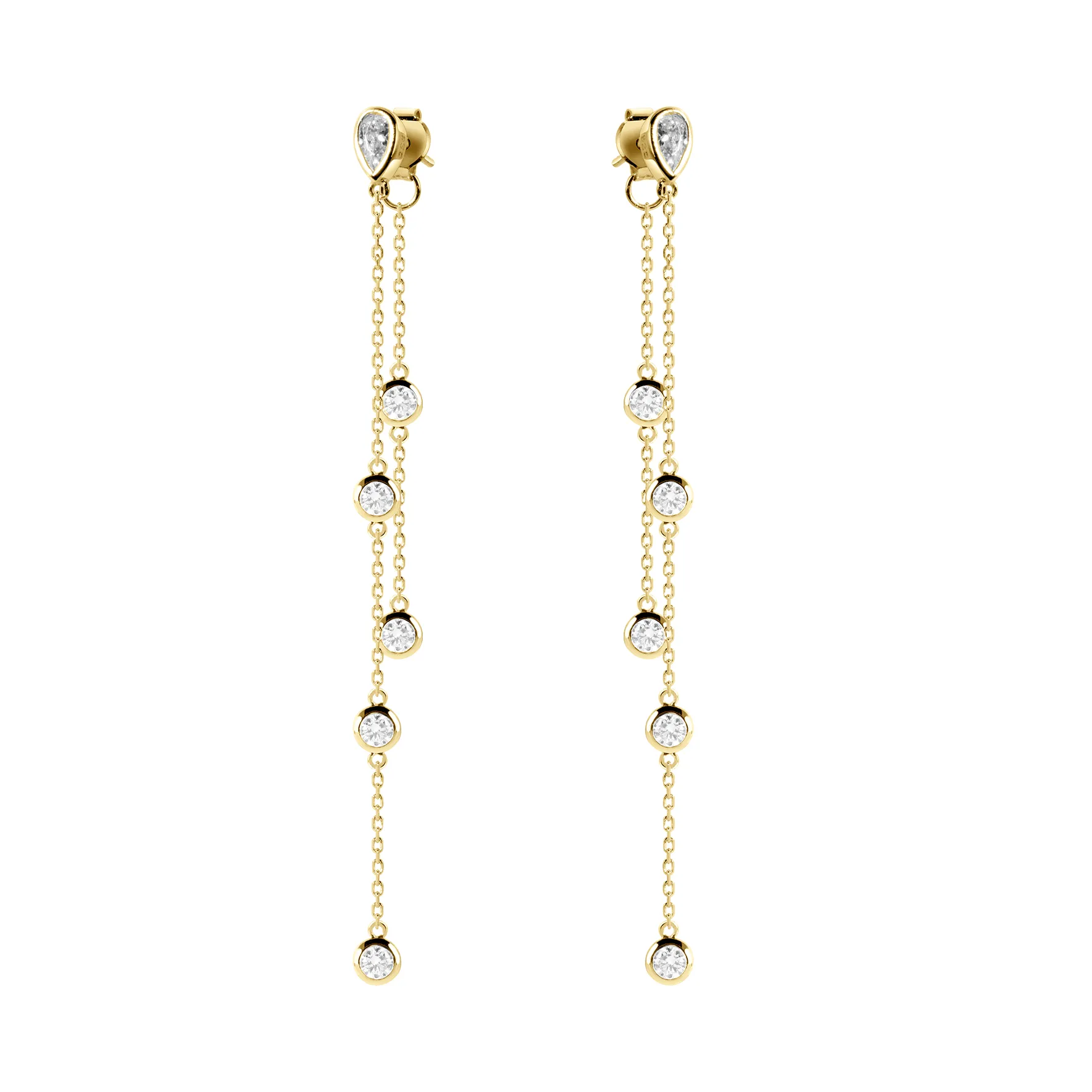 18k yellow gold earrings assembled with zirconium oxide
