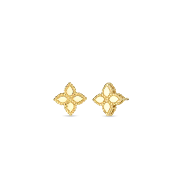 18K YELLOW GOLD PRINCESS FLOWER SMALL STUD EARRINGS