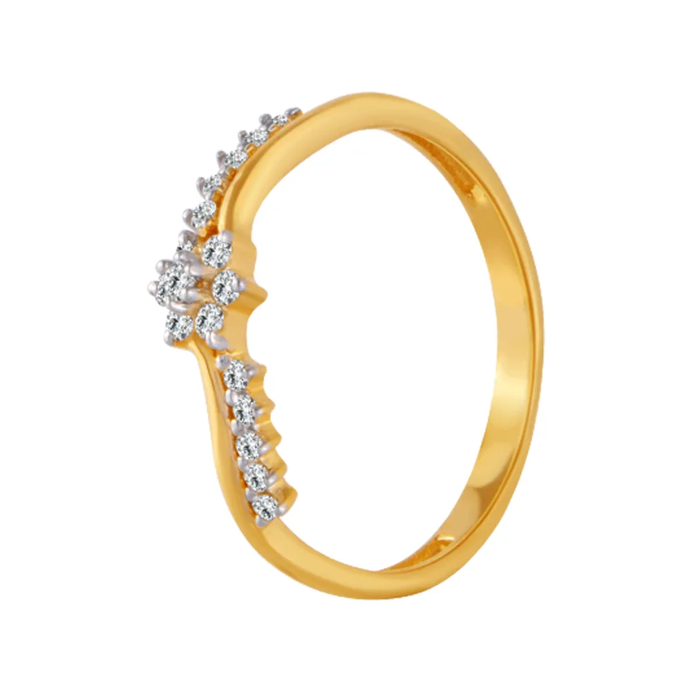 18KT (750) Yellow Gold And Diamond Ring For Women