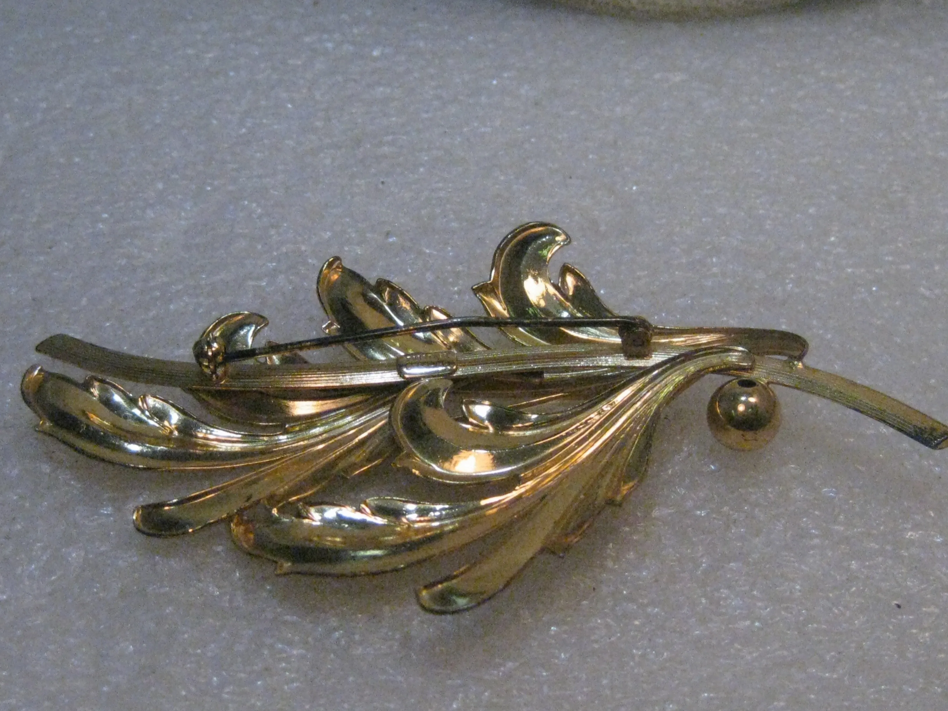 1940's Sterling Forstner Leaf Brooch, Vermeil, Layered, 3.5", 16.01 Grams