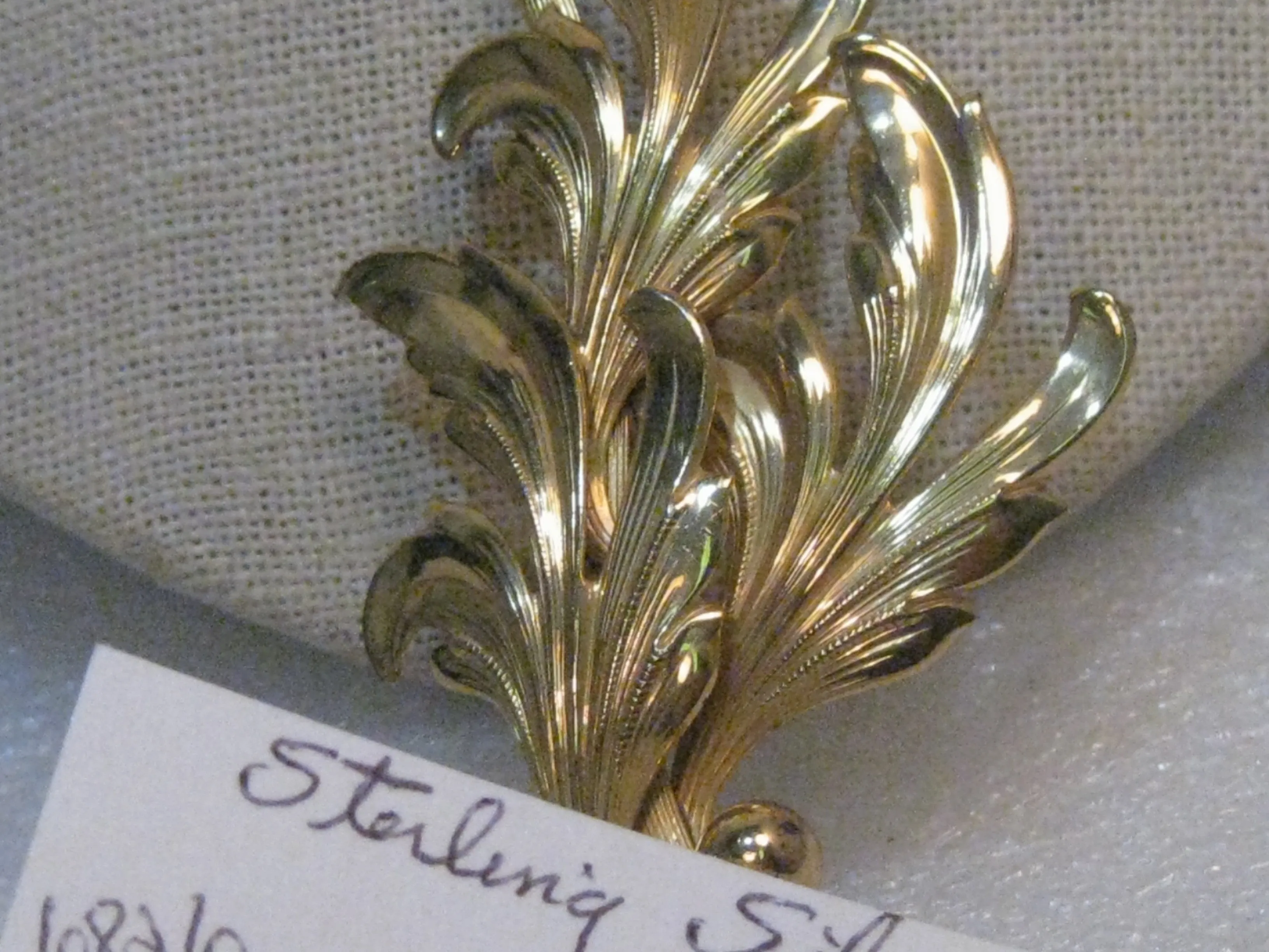 1940's Sterling Forstner Leaf Brooch, Vermeil, Layered, 3.5", 16.01 Grams