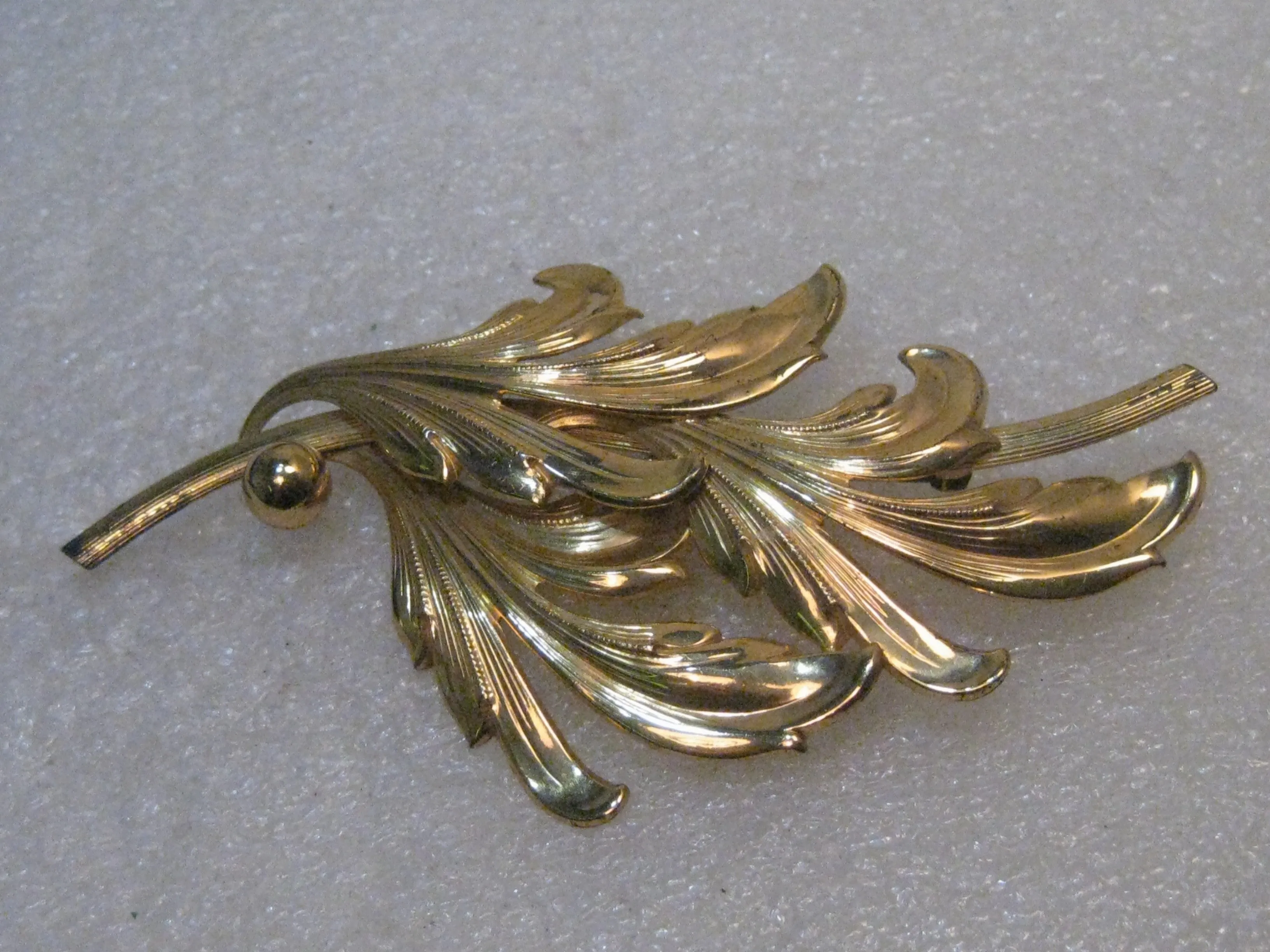 1940's Sterling Forstner Leaf Brooch, Vermeil, Layered, 3.5", 16.01 Grams