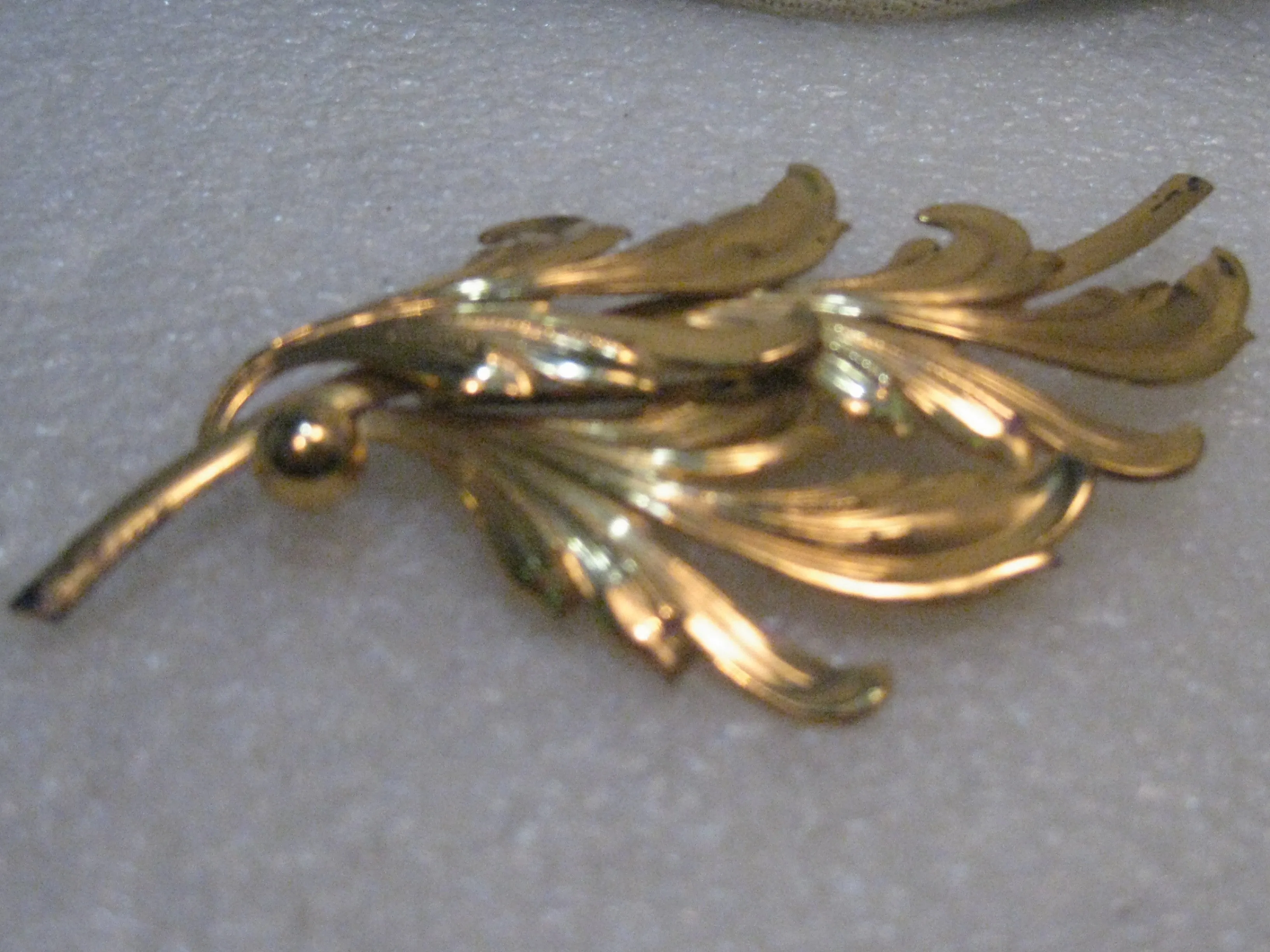 1940's Sterling Forstner Leaf Brooch, Vermeil, Layered, 3.5", 16.01 Grams