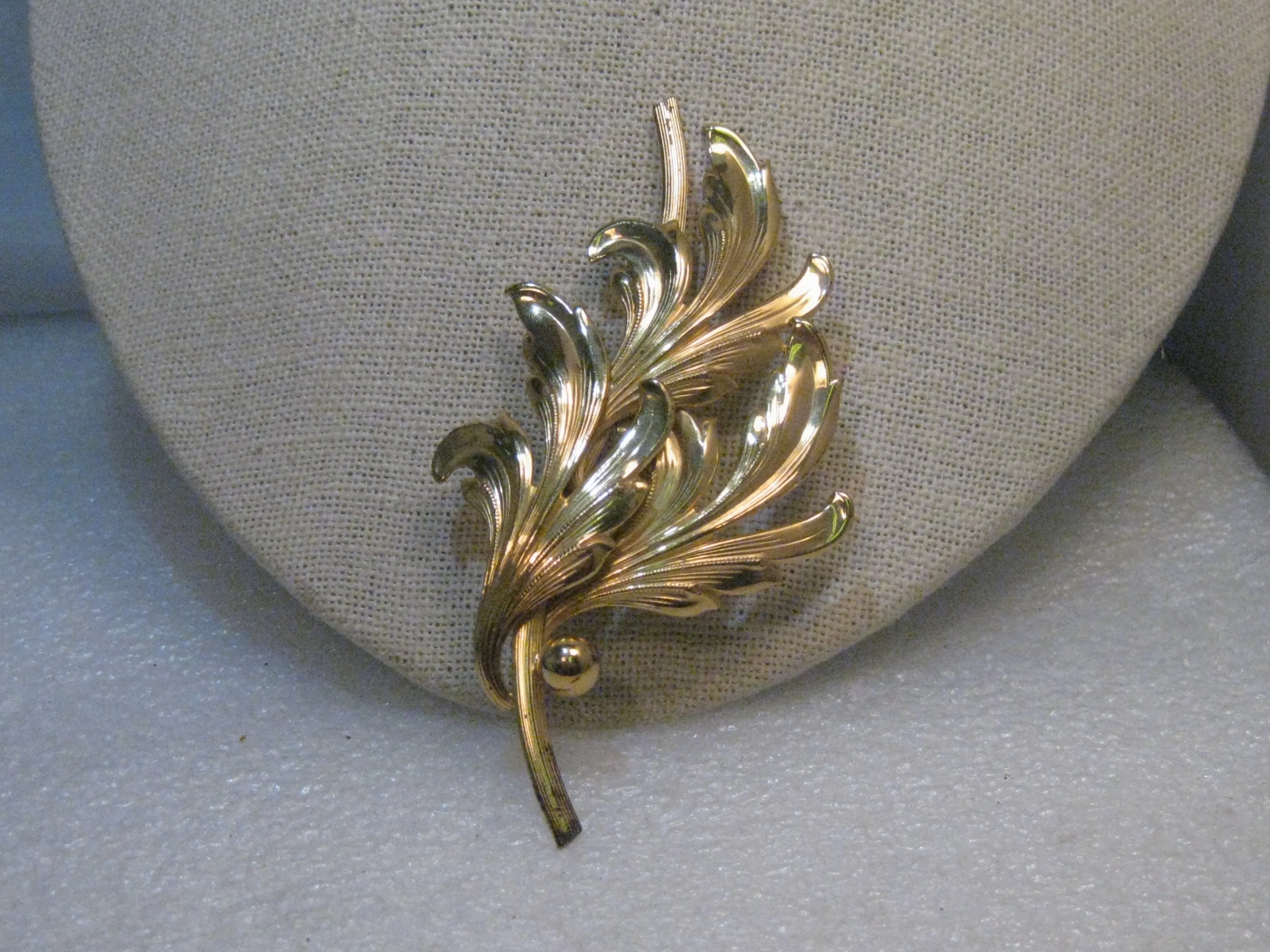 1940's Sterling Forstner Leaf Brooch, Vermeil, Layered, 3.5", 16.01 Grams