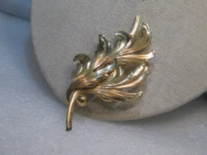 1940's Sterling Forstner Leaf Brooch, Vermeil, Layered, 3.5", 16.01 Grams
