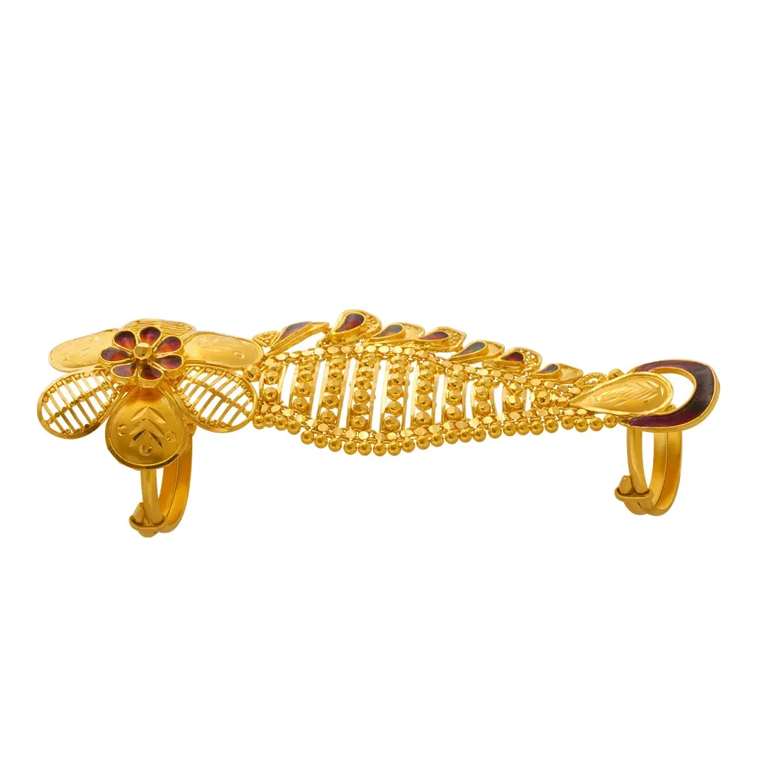 22K Gold Ring with Flower Motif & Elegant Feather Detailing