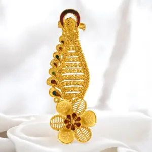 22K Gold Ring with Flower Motif & Elegant Feather Detailing