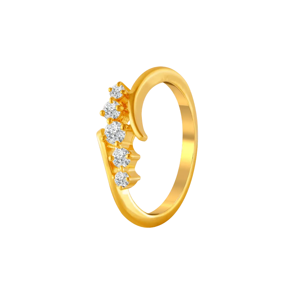22KT Yellow Gold And American Diamond Ring For Women