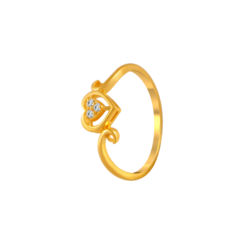 22KT Yellow Gold And American Diamond Ring For Women