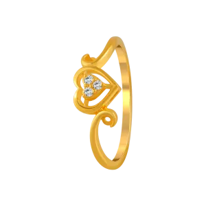 22KT Yellow Gold And American Diamond Ring For Women