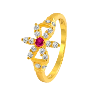 22KT Yellow Gold And American Diamond Ring For Women