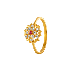 22KT Yellow Gold And American Diamond Ring For Women