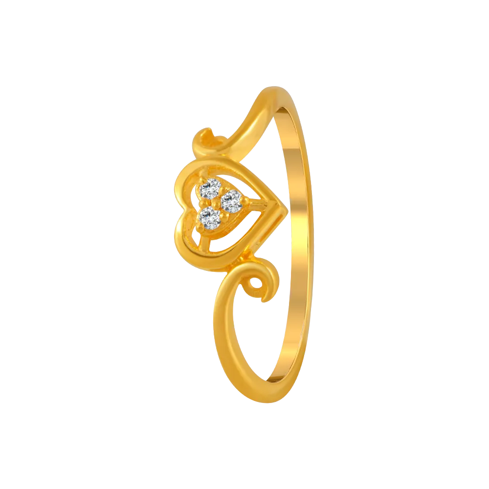 22KT Yellow Gold And American Diamond Ring For Women