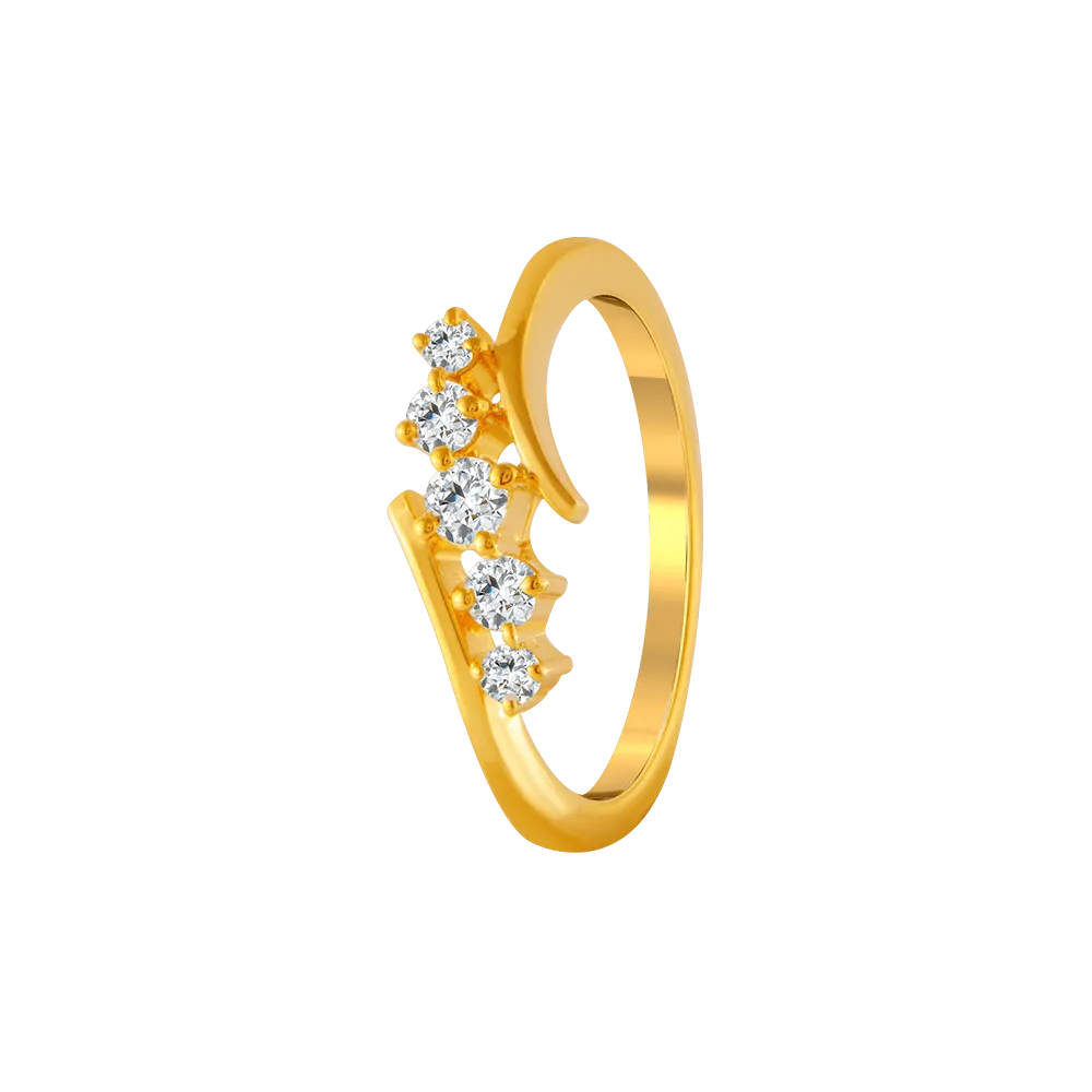 22KT Yellow Gold And American Diamond Ring For Women